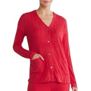 NWOT Jaclyn Intimates Women's Red Cardigan Sweater size medium